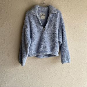 🔴Hollister Crop Quarter Zip Sherpa Pullover Size Small